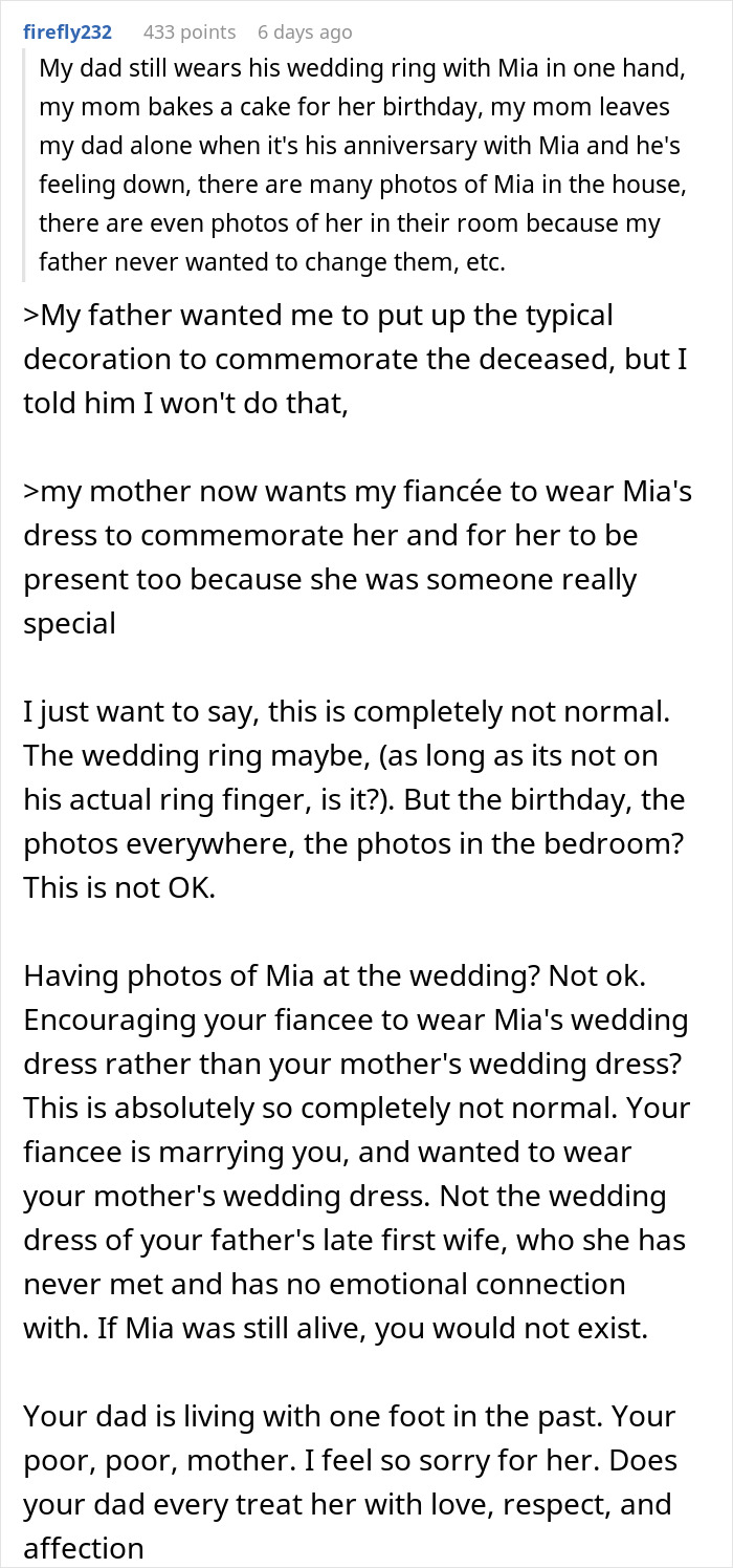 Dad Pressures His Soon-To-Be DIL To Wear His Late Wife’s Wedding Dress Decades After She Died Dad Pressures His Soon-To-Be DIL To Wear His Late Wife’s Wedding Dress Decades After She Died