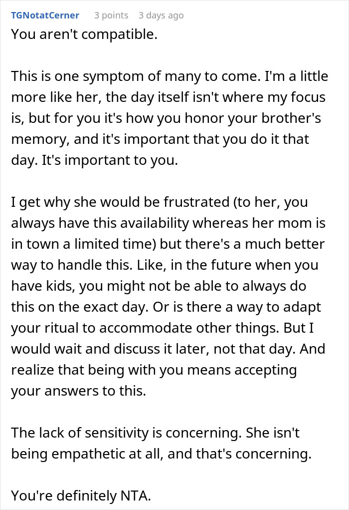 Man’s Grief Ritual Ends In A Cold Breakup After GF Is Forced To Have Lunch Date With Mom Alone Man’s Grief Ritual Ends In A Cold Breakup After GF Is Forced To Have Lunch Date With Mom Alone