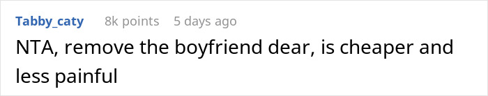 Comment suggesting to remove boyfriend instead of sleeve tattoo. Comment suggesting to remove boyfriend instead of sleeve tattoo.