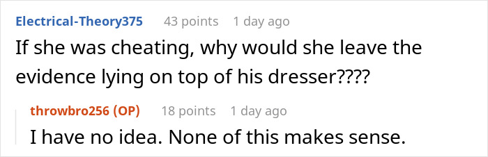 Guy Inexplicably Keeps Finding Other Men’s Clothes In His House After Being Away, Wife Has No Idea Guy Inexplicably Keeps Finding Other Men’s Clothes In His House After Being Away, Wife Has No Idea