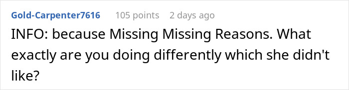 Text comment on a forum discussing differences in actions related to a relationship. Text comment on a forum discussing differences in actions related to a relationship.