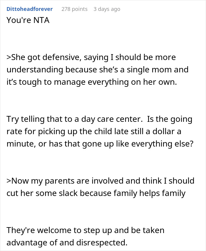 28YO Sis Is Sick Of Woman Who Is Always Late To Pick Up Her Kid When She Babysits, Loses It 28YO Sis Is Sick Of Woman Who Is Always Late To Pick Up Her Kid When She Babysits, Loses It
