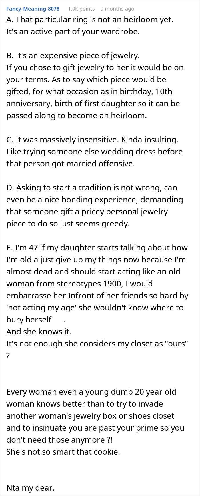 DIL Demands That MIL Give Up Her Emerald Ring As An Heirloom Engagement Ring, Is Told To Get Out DIL Demands That MIL Give Up Her Emerald Ring As An Heirloom Engagement Ring, Is Told To Get Out