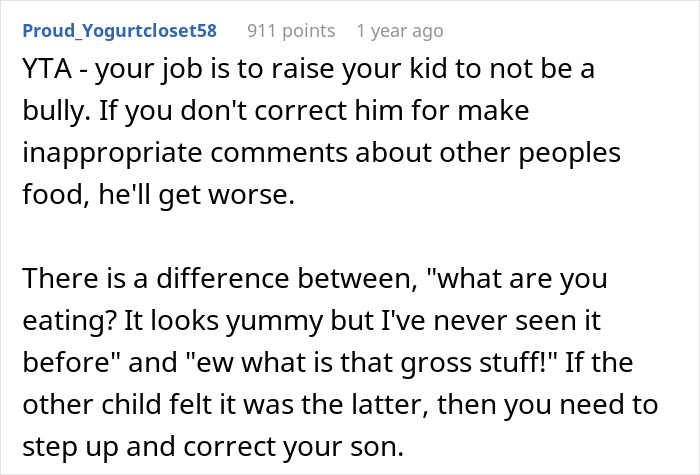 Mother Thinks Her Son Bullying Classmate About Her "Weird" Lunch Is Normal, Gets A Reality Check Mother Thinks Her Son Bullying Classmate About Her "Weird" Lunch Is Normal, Gets A Reality Check