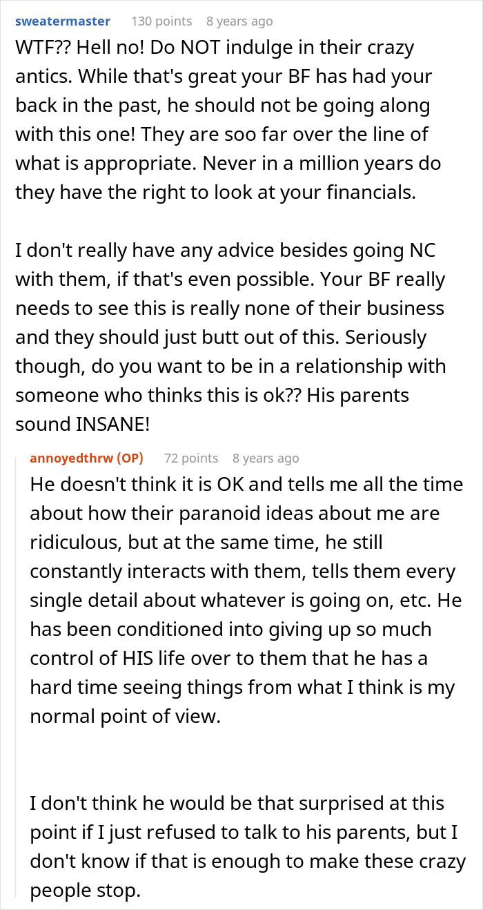 GF Earns More Than BF, His Manipulative Parents Demand To See Her Bank Statements, She’s Aghast GF Earns More Than BF, His Manipulative Parents Demand To See Her Bank Statements, She’s Aghast