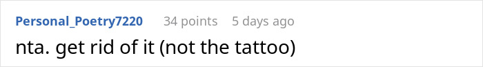 A Reddit comment advising someone to keep their sleeve tattoo and consider other changes. A Reddit comment advising someone to keep their sleeve tattoo and consider other changes.