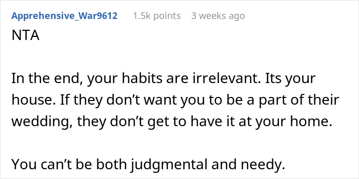 Brother Is Uninvited From Wedding For Being An "Addict", He Then Cancels Free Venue In Response Brother Is Uninvited From Wedding For Being An "Addict", He Then Cancels Free Venue In Response