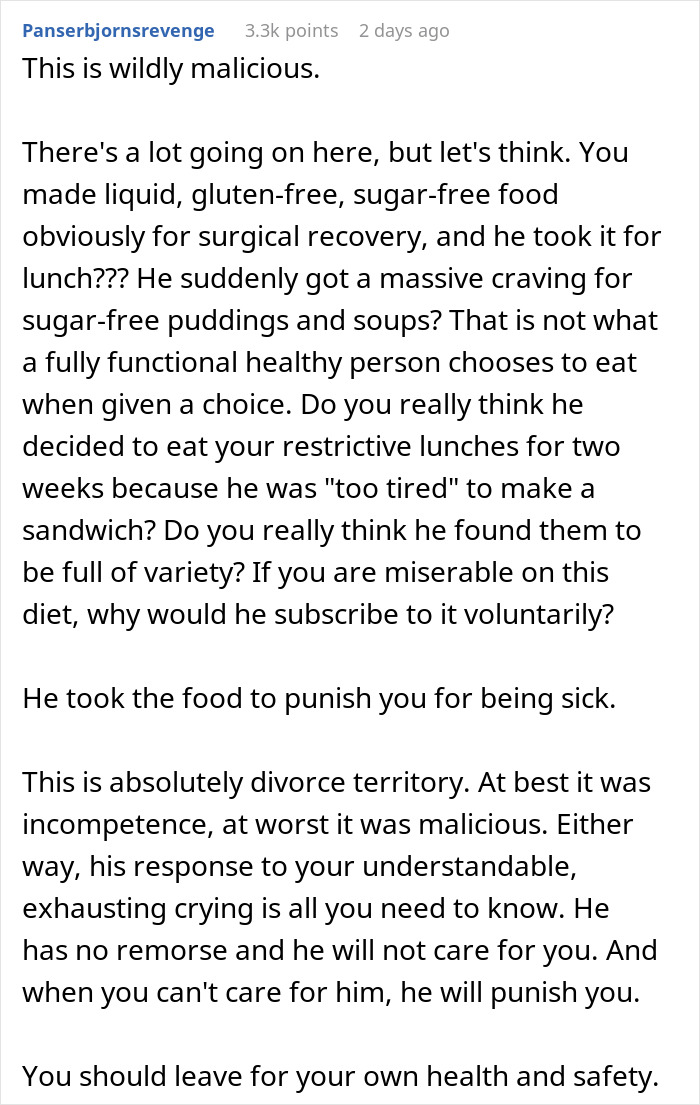 Wife Considers Ending Marriage After Husband Eats Her Carefully Prepared Surgery Recovery Food Wife Considers Ending Marriage After Husband Eats Her Carefully Prepared Surgery Recovery Food