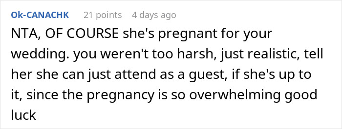 Pregnant Sister Plans Her Gender Reveal On Woman’s Wedding Weekend, Gets Uninvited Pregnant Sister Plans Her Gender Reveal On Woman’s Wedding Weekend, Gets Uninvited