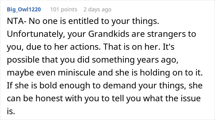 Text from a forum discussing family relationships and entitlement issues with grandkids. Text from a forum discussing family relationships and entitlement issues with grandkids.