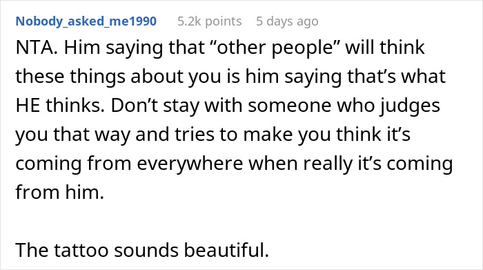 Commentary on a relationship issue regarding a sleeve tattoo. Commentary on a relationship issue regarding a sleeve tattoo.