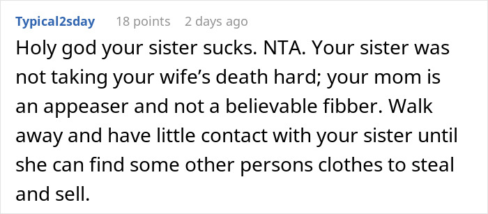 Guy Shocked At Sisters Audacity After His Wife Dies: "She Is A Selfish Cow" Guy Shocked At Sisters Audacity After His Wife Dies: "She Is A Selfish Cow"