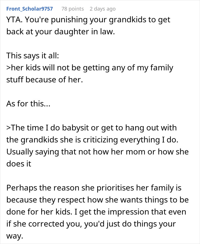 Screenshot of an online comment discussing a challenging grandkids relationship. Screenshot of an online comment discussing a challenging grandkids relationship.