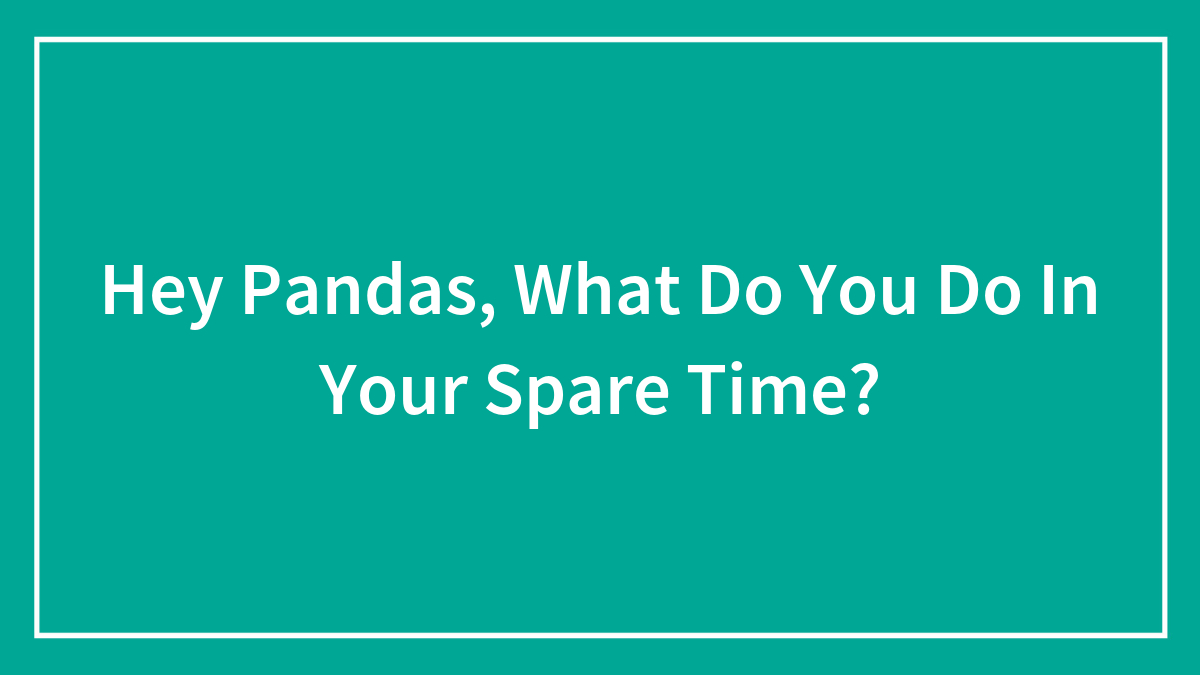 Hey Pandas, What Do You Do In Your Spare Time? (Closed)