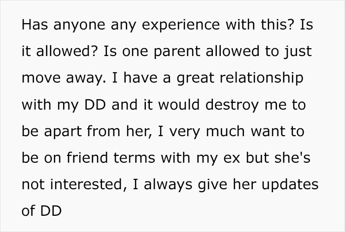 Panicking Dad Goes Online To Ask How He Should Prevent Ex From Moving Away With Their Daughter Panicking Dad Goes Online To Ask How He Should Prevent Ex From Moving Away With Their Daughter