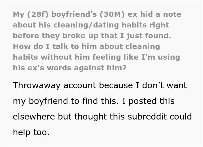 Woman Finds BF's Ex's Warning Note In His House, It Leads To Them Breaking Up Woman Finds BF's Ex's Warning Note In His House, It Leads To Them Breaking Up