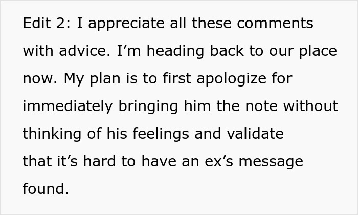 Woman Finds BF's Ex's Warning Note In His House, It Leads To Them Breaking Up Woman Finds BF's Ex's Warning Note In His House, It Leads To Them Breaking Up