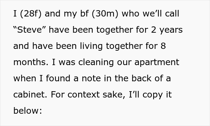 Woman Finds BF's Ex's Warning Note In His House, It Leads To Them Breaking Up Woman Finds BF's Ex's Warning Note In His House, It Leads To Them Breaking Up