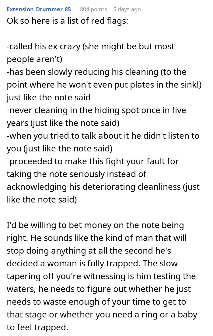 Woman Finds BF's Ex's Warning Note In His House, It Leads To Them Breaking Up Woman Finds BF's Ex's Warning Note In His House, It Leads To Them Breaking Up