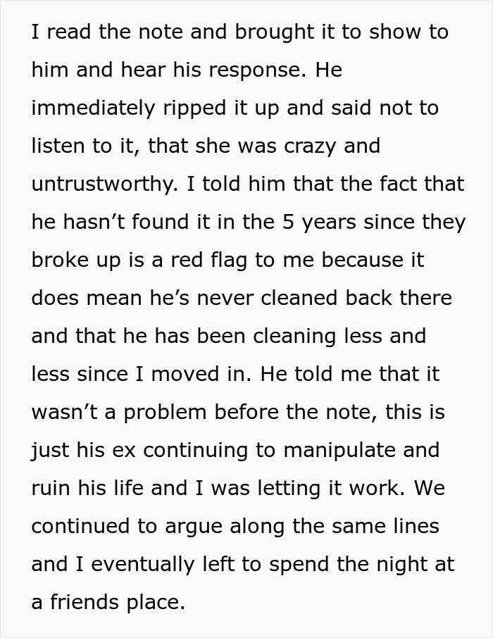 Woman Finds BF's Ex's Warning Note In His House, It Leads To Them Breaking Up Woman Finds BF's Ex's Warning Note In His House, It Leads To Them Breaking Up