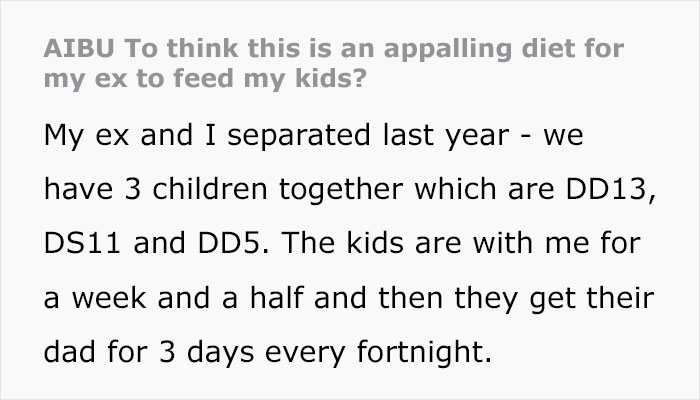 Mom Calls Out Ex-Husband For Giving Kids Unhealthy Meals Instead Of Cooking Mom Calls Out Ex-Husband For Giving Kids Unhealthy Meals Instead Of Cooking