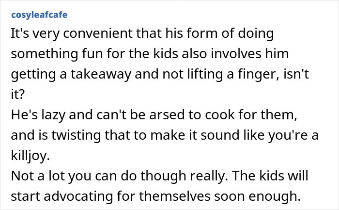 Mom Calls Out Ex-Husband For Giving Kids Unhealthy Meals Instead Of Cooking Mom Calls Out Ex-Husband For Giving Kids Unhealthy Meals Instead Of Cooking