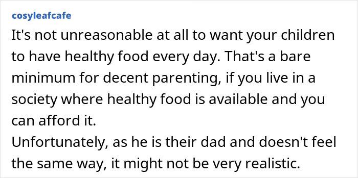 Mom Calls Out Ex-Husband For Giving Kids Unhealthy Meals Instead Of Cooking Mom Calls Out Ex-Husband For Giving Kids Unhealthy Meals Instead Of Cooking