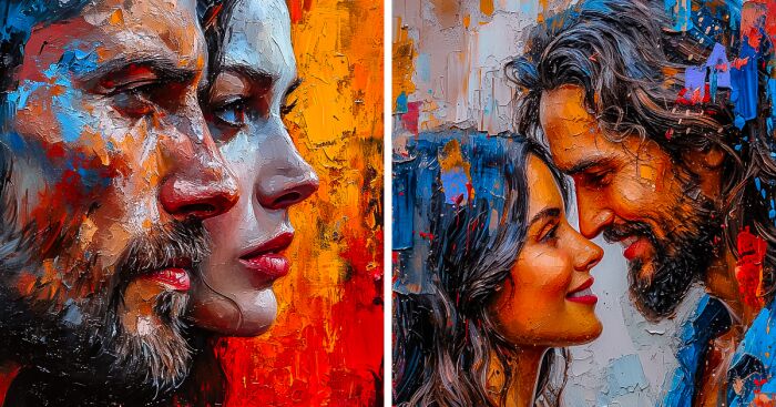 Abstract Expressionism Two Lovers Art Romantic Paintings