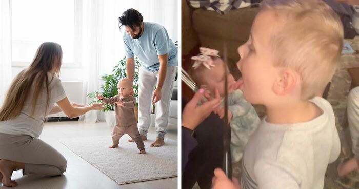 “Can You Blame Him?”: 3YO Tries To Lick Huge Knife While Family Films Baby’s First Steps