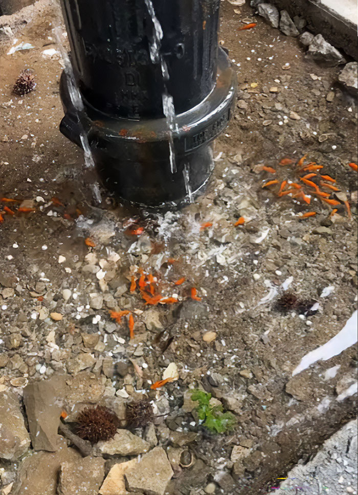 Aquarium With Real Fish Created Around Fire Hydrant "Puddle" Draws Criticism For Its Cruelty Aquarium With Real Fish Created Around Fire Hydrant "Puddle" Draws Criticism For Its Cruelty