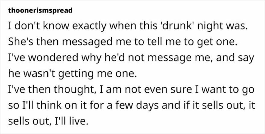 Woman Is Puzzled After Friend Doesn’t Buy Her A Ticket With No Warning After Doing It For 17 Years Woman Is Puzzled After Friend Doesn’t Buy Her A Ticket With No Warning After Doing It For 17 Years