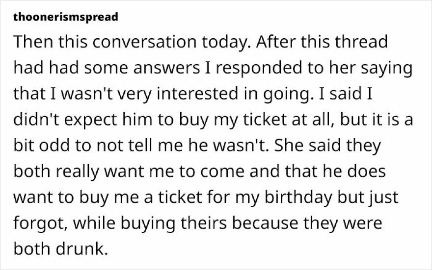 Woman Is Puzzled After Friend Doesn’t Buy Her A Ticket With No Warning After Doing It For 17 Years Woman Is Puzzled After Friend Doesn’t Buy Her A Ticket With No Warning After Doing It For 17 Years
