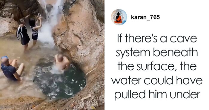 Man Jumps Off Cliff Into Water Hole And Completely Disappears, People ...
