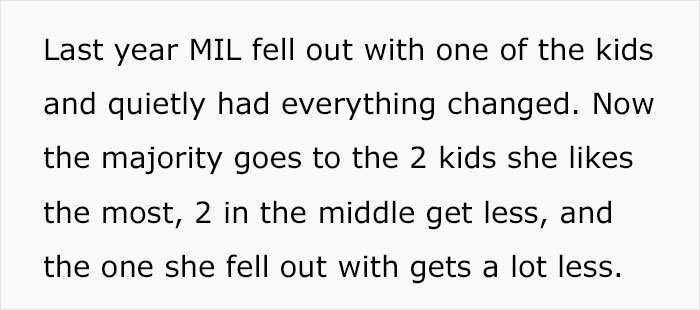 MIL Falls Out With Favorite Child, Changes Will To See That They Get The Least Of All 5 Kids MIL Falls Out With Favorite Child, Changes Will To See That They Get The Least Of All 5 Kids