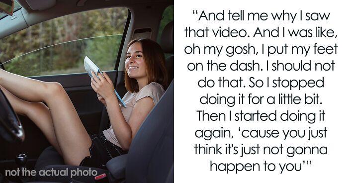 Woman Ignores Warning To Not Put Her Feet On The Car Dash, Gets Severely Injured During Car Crash