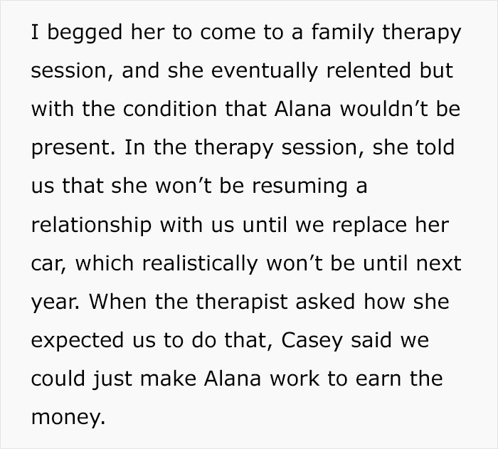 Girl Rejects Family’s Apology After Sister Wrecks Her Car, Gives Parents An Ultimatum Girl Rejects Family’s Apology After Sister Wrecks Her Car, Gives Parents An Ultimatum