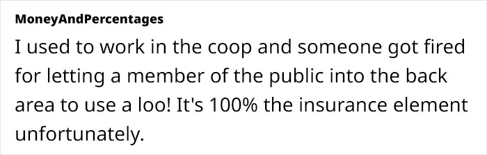 Store Refuses To Let Pregnant Woman Use Their Toilet, Making Her Wet Herself Store Refuses To Let Pregnant Woman Use Their Toilet, Making Her Wet Herself
