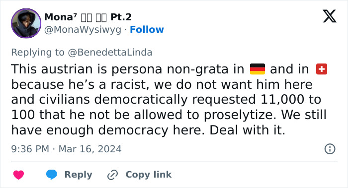 “No Room For This Man”: Far-Right Extremist’s Swiss Deportation Met With Public Satisfaction “No Room For This Man”: Far-Right Extremist’s Swiss Deportation Met With Public Satisfaction