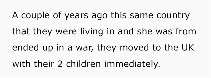 Text excerpt describing a family's move to the UK due to conflict, related to woman complaints about DIL and grandkids. Text excerpt describing a family's move to the UK due to conflict, related to woman complaints about DIL and grandkids.