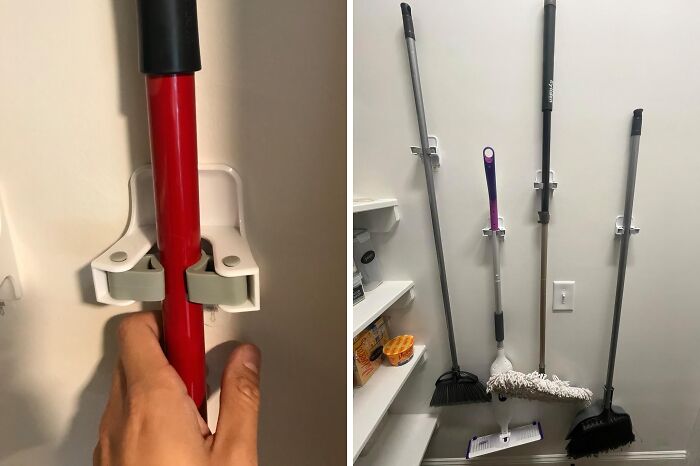 These Clever Mount Broom And Mop Grippers Keep Your Cleaning Tools Tidy And Within Reach - No More Messy Closets Or Lost Handles