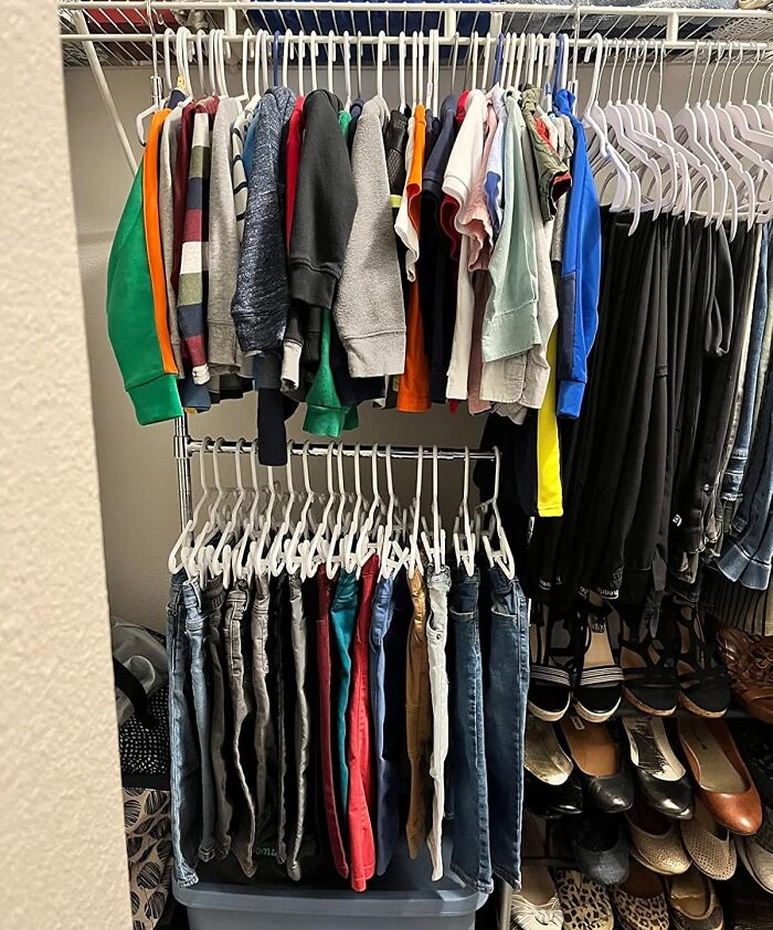 Maximize Your Closet's Potential With The Adjustable Closet Hanging Rod, A Clever Solution That Doubles Your Hanging Space And Tames The Chaos Of Cluttered Closets