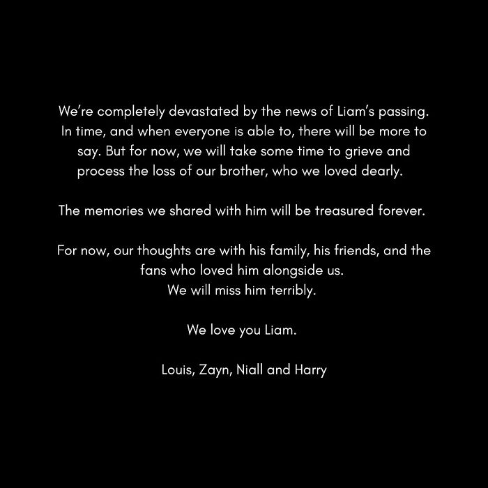 "Devastated" One Direction Bandmates Share Emotional Tributes To Liam Payne: "I Lost A Brother" "Devastated" One Direction Bandmates Share Emotional Tributes To Liam Payne: "I Lost A Brother"