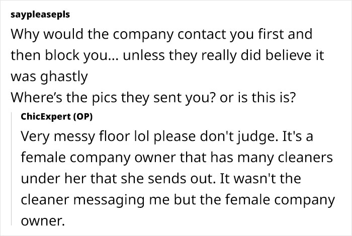 Cleaning Company Calls Woman's House Disgusting, She Feels It's Unwarranted But Netizens Disagree Cleaning Company Calls Woman's House Disgusting, She Feels It's Unwarranted But Netizens Disagree