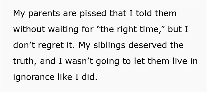 Woman Learns A Secret Parents Have Been Hiding For 28 Yrs, They Beg Her Not To Tell Her Siblings Woman Learns A Secret Parents Have Been Hiding For 28 Yrs, They Beg Her Not To Tell Her Siblings