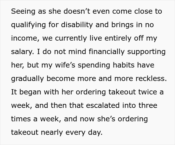 Wife Accuses Husband Of ‘Starving Her’ After He Cancels Credit Card Due To $1,176 Takeout Bill Wife Accuses Husband Of ‘Starving Her’ After He Cancels Credit Card Due To $1,176 Takeout Bill