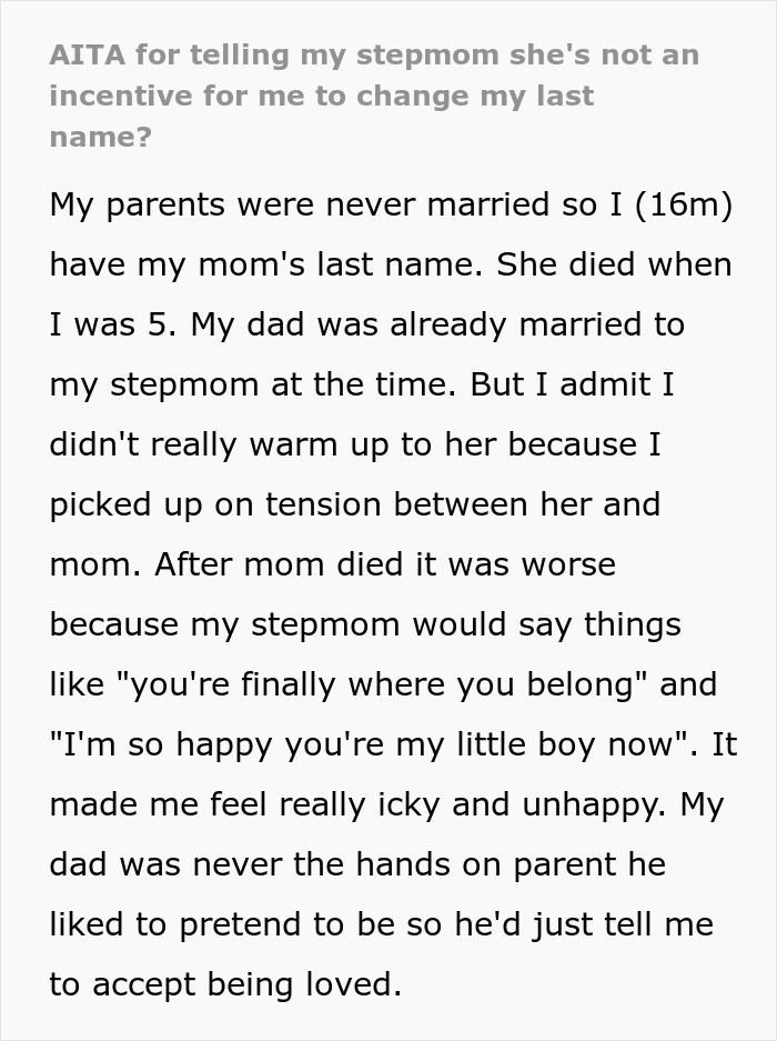 Teen Rejects Stepmom's Numerous Attempts To Change His First And Last Names, She Goes Dramatic Teen Rejects Stepmom's Numerous Attempts To Change His First And Last Names, She Goes Dramatic