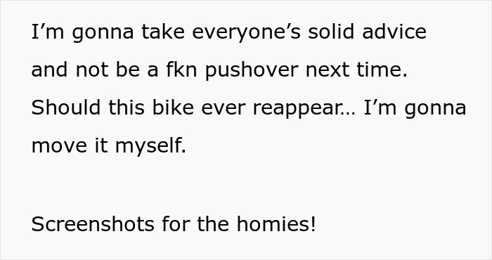 Guy Sick Of Lady's Bike Blocking Hall, Gets It Removed By Property Management As She Won't Listen Guy Sick Of Lady's Bike Blocking Hall, Gets It Removed By Property Management As She Won't Listen