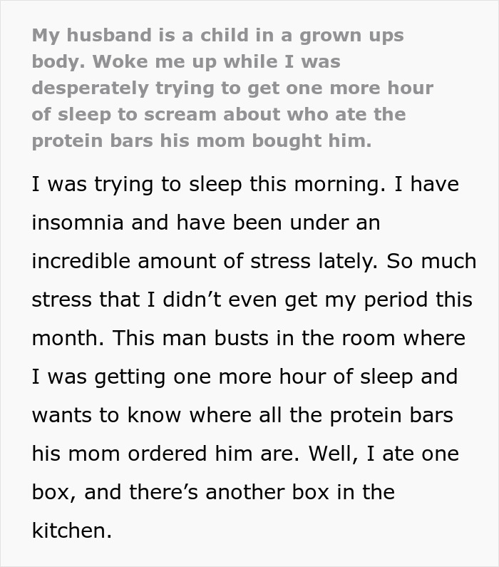 Man Wakes Up Wife As He Can't Find His Protein Bars, She Decides She's Had Enough Man Wakes Up Wife As He Can't Find His Protein Bars, She Decides She's Had Enough