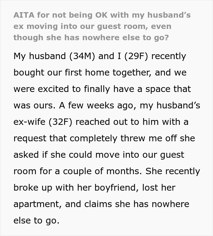 “I’m Being Pushed Out Of My Own Home”: Woman Refuses To Let Husband’s Ex Live With Them “I’m Being Pushed Out Of My Own Home”: Woman Refuses To Let Husband’s Ex Live With Them