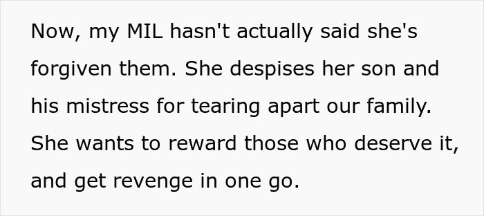 "Too Bad For Her": Ex-Husband And Mistress Think They're Getting MIL's Money, Are Very Wrong "Too Bad For Her": Ex-Husband And Mistress Think They're Getting MIL's Money, Are Very Wrong